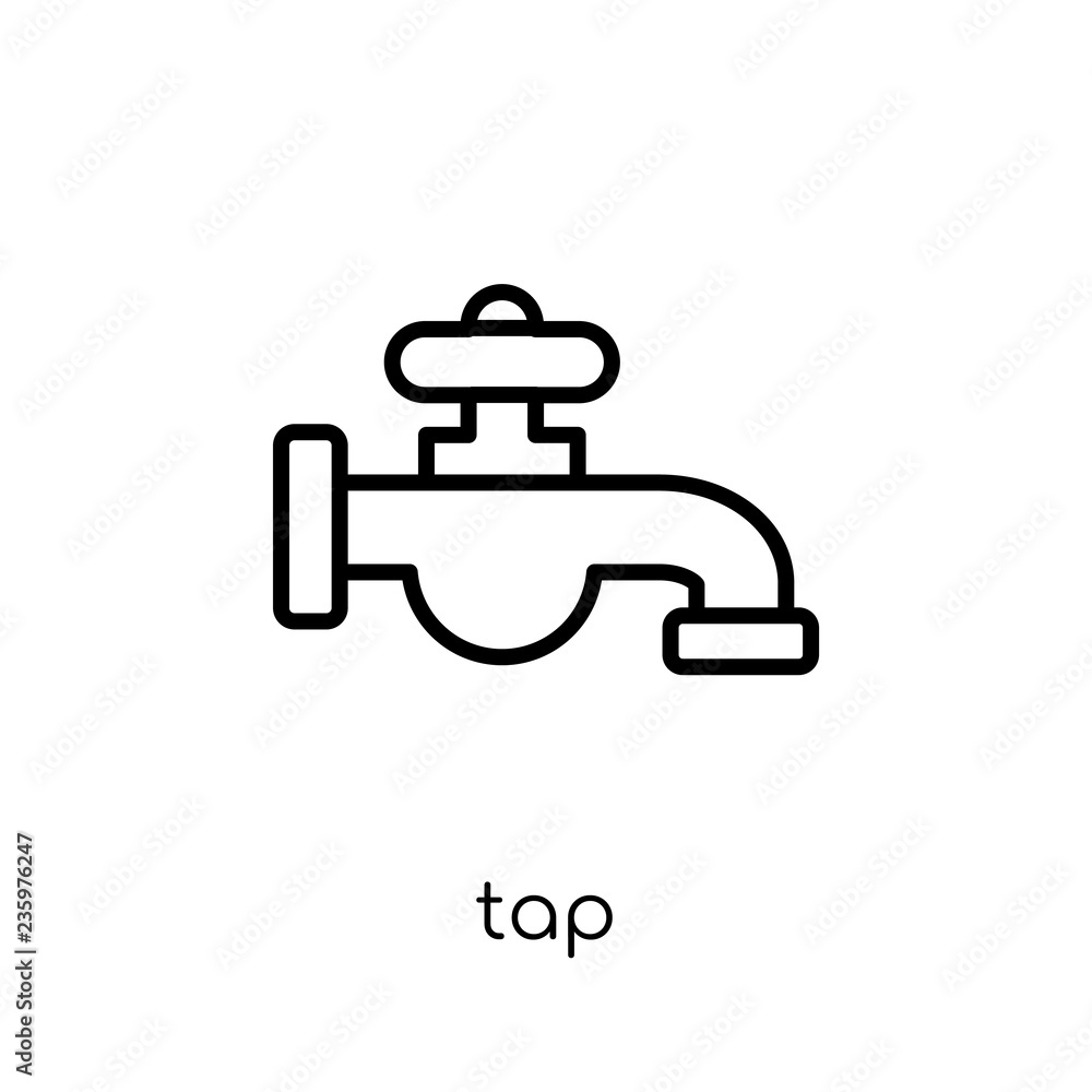 Tap icon. Trendy modern flat linear vector Tap icon on white background from thin line Cleaning collection Tap icon. Trendy modern flat linear vector Tap icon on white background from thin line Cleaning collection