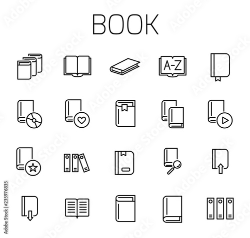 Book related vector icon set. 
