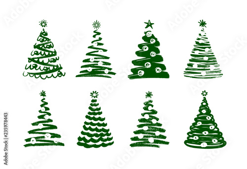 Christmas tree, abstract symbol. New year, xmas set of icons. Vector illustration