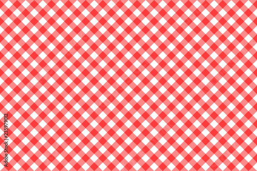 Gingham red checkered seamless pattern. Plaid repeat design background.
