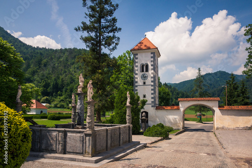 Neptune Fountain in Polhov Gradec, Upper Carniola, Slovenia photo