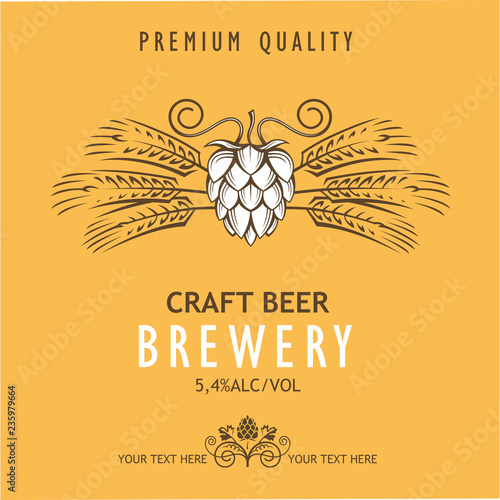 illustration of label for craft beer in retro style