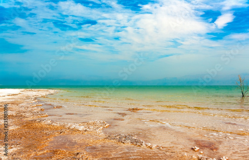 The picturesque shoreline of the Dead sea
