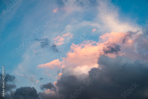 Pastel color pink and purple sky at sunset Cloud and sky with a pastel  colored background Colorful clouds on sunset sky, nature background Sky in  the pink and blue colors. effect of
