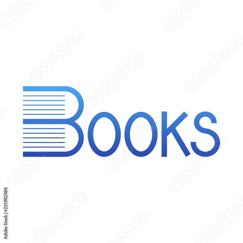 Logotipo con texto Books con letra B con libros en color azul