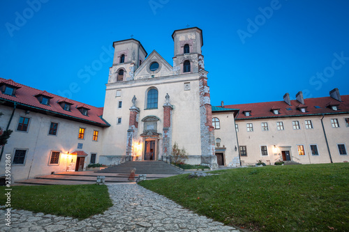 Obraz na płótnie Courtyard of Benedictine abbey in Tyniec. It's worth seeing historical fortress founded in 1044 by King Casimir the Restorer located close to Krakow city w salonie