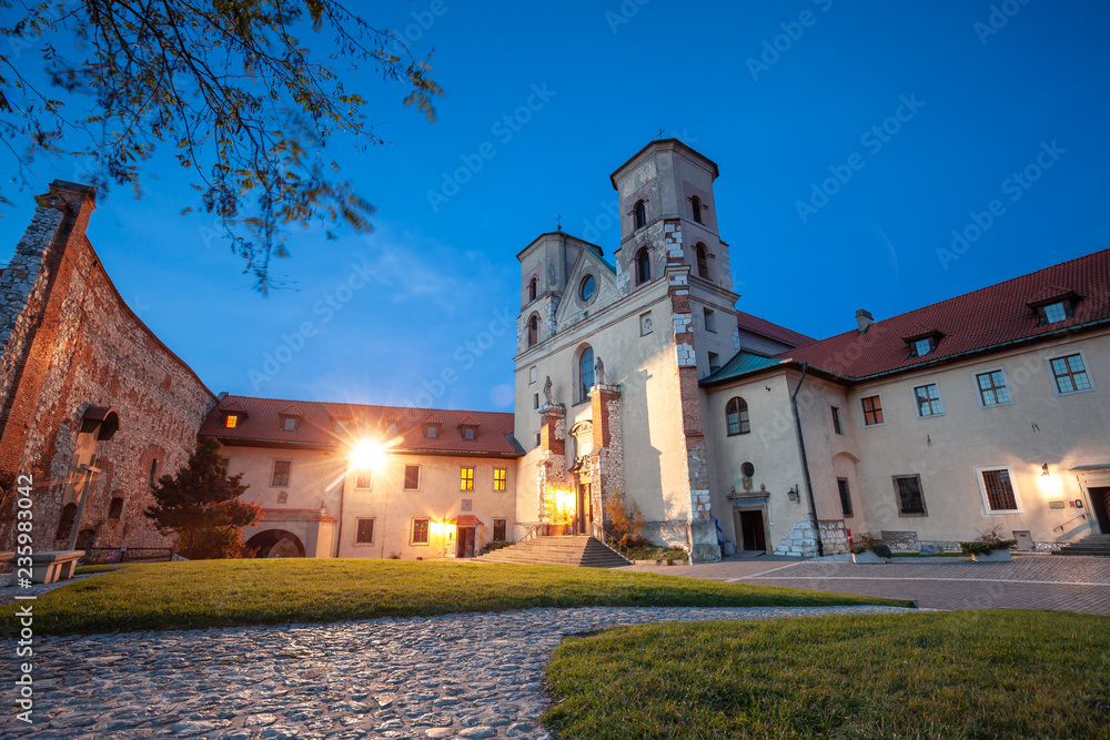 Courtyard of Benedictine abbey in Tyniec. It's worth seeing historical fortress founded in 1044 by King Casimir the Restorer located close to Krakow city