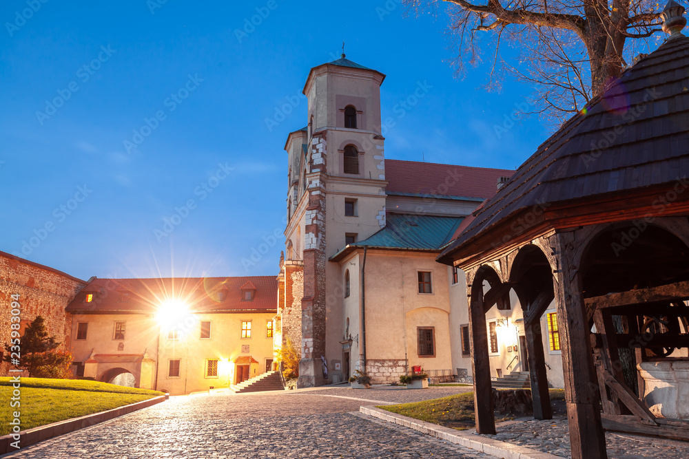 Courtyard of Benedictine abbey in Tyniec. It's worth seeing historical fortress founded in 1044 by King Casimir the Restorer located close to Krakow city