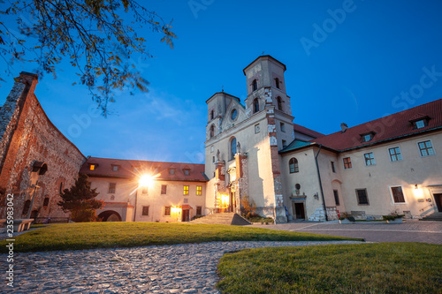 Obraz na płótnie Courtyard of Benedictine abbey in Tyniec. It's worth seeing historical fortress founded in 1044 by King Casimir the Restorer located close to Krakow city w salonie