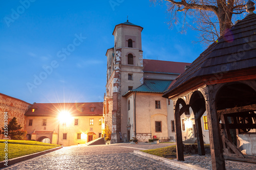 Obraz na płótnie Courtyard of Benedictine abbey in Tyniec. It's worth seeing historical fortress founded in 1044 by King Casimir the Restorer located close to Krakow city w salonie