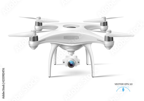 Vector realistic quad copter air drone with camera