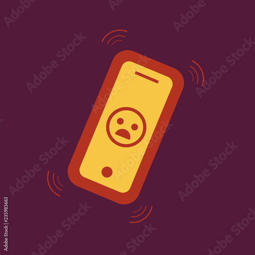 Vibrating phone with sad icon inside vector