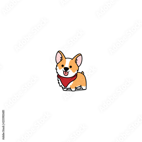 Cute corgi dog smiling, vector illustration