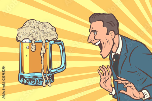 happy man and beer mug