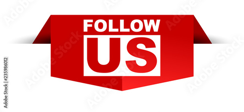 red vector banner follow us