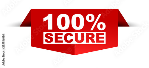 red vector banner 100% secure