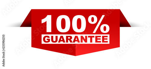 red vector banner 100% guarantee