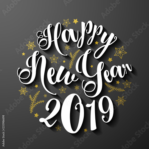 Silvester Neujahr 2019 Text Symbol Vektor Dekoration