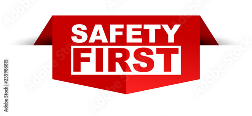 red vector banner safety first