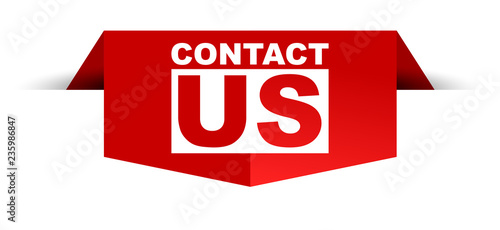 red vector banner contact us