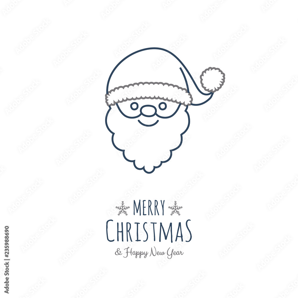 Fototapeta premium Christmas decoration with wishes and hand drawn Santa Claus. Vector.