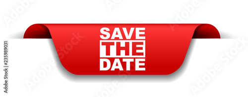 red vector banner save the date