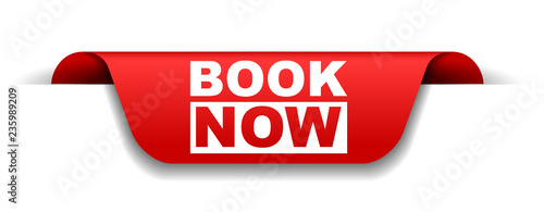 red vector banner book now