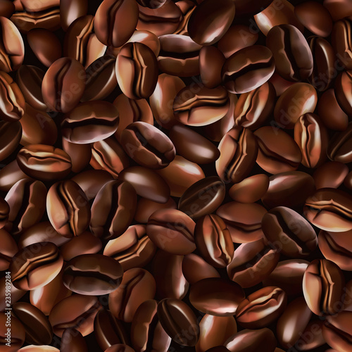 3D realistic seamless vector coffee beans texture good looking when pouring