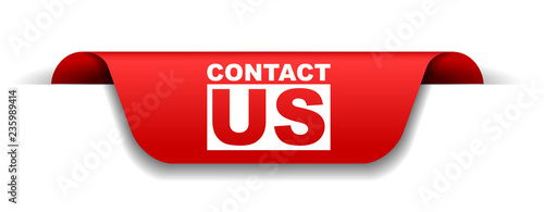 red vector banner contact us
