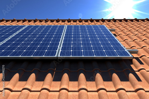 Solar panels modules on roof