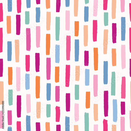 Vertical Brush Strokes Vector Stripes. All Over Print. Feminine Girly Seamless Repeating Pattern. Geometric Lines for Summer Fashion Prints, Bright Kids Decor Wallpaper, Stationery,  Spring Packaging.