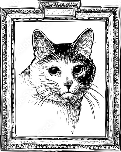 A sketch portrait of a domestic cat