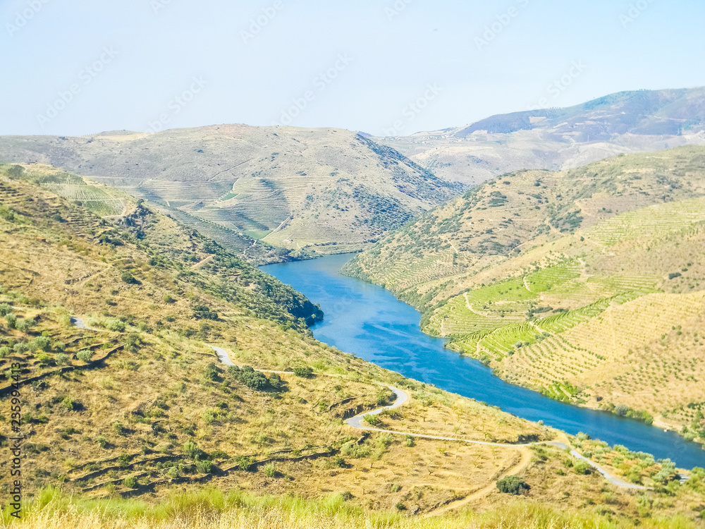 Naklejka premium River through the douro valley in Vila Nova de Foz Coa, Portugal