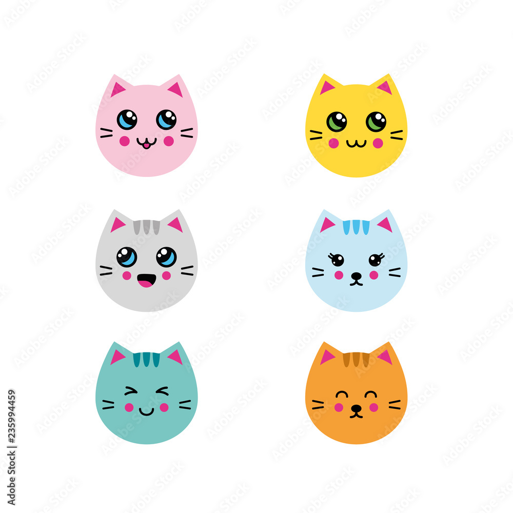 Vector illustration set with cats
