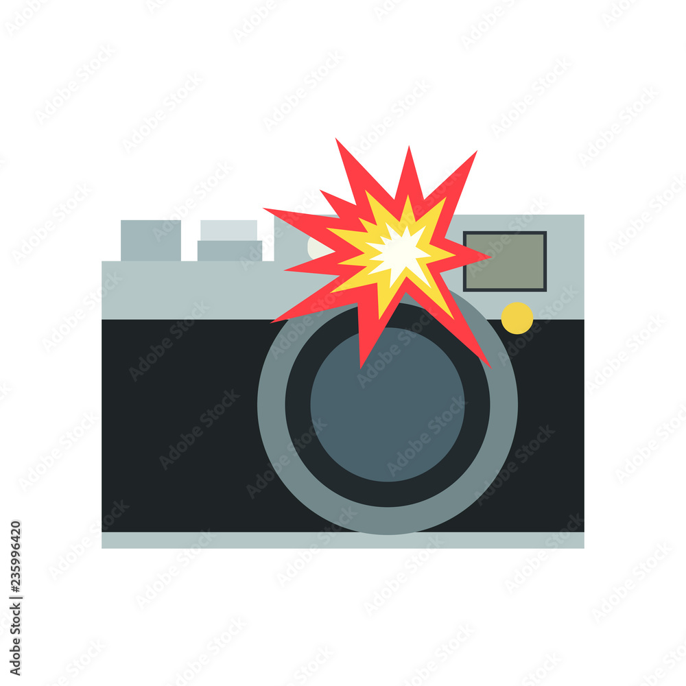 Camera with flash emoji - obrazy, fototapety, plakaty 