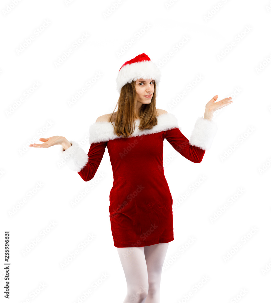 Beautiful woman in Santa Claus clothes Beautiful woman in Santa Claus clothes