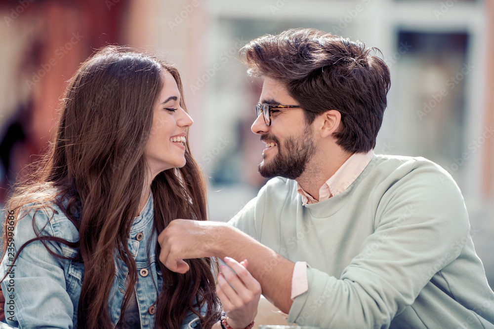 Fototapeta premium Lovely couple in cafe