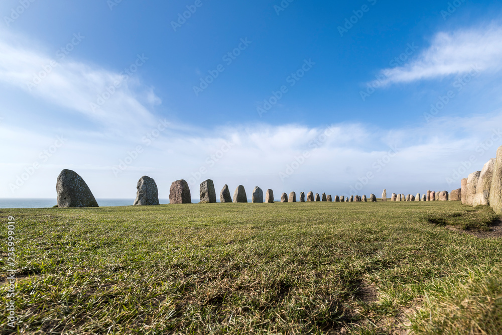 Ales stones, imposing megalithic monument in Skane, Sweden