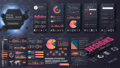 A modern infographic template for a website or mobile application.Information Graphics elements for UI UX design. mobile app and website development. Easy to edit and customize.Vector illustration