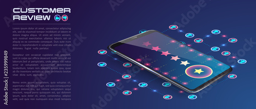 Customer review  , Usability Evaluation, Feedback, Rating system isometric concept. Vector illustration