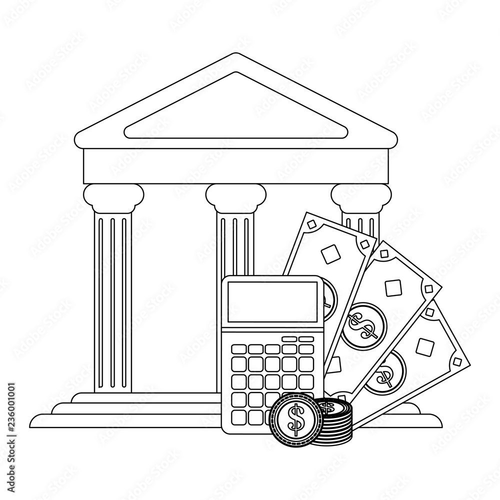 Money savings calculator black and white Money savings calculator black and white