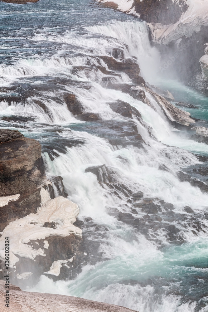 Close up of Gullfoss waterfall in Iceland