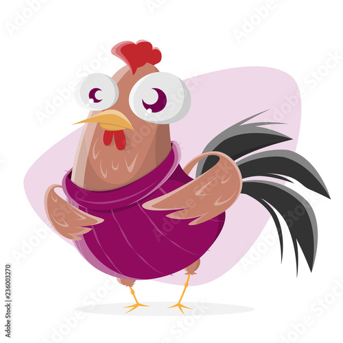 funny cartoon chicken with sweater