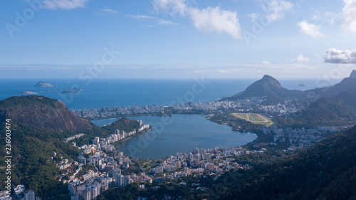 Aerial view of the drone of Rio de Janeiro, with Pão de Açúcar in the background