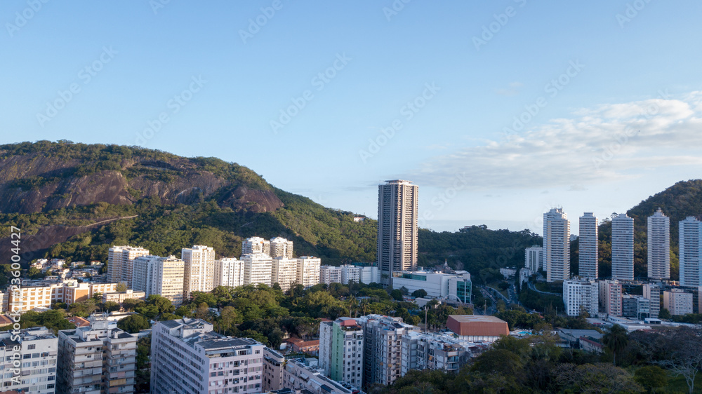 Aerial view by drone of Rio de Janeiro buildings and beach Aerial view by drone of Rio de Janeiro buildings and beach