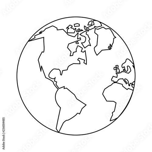 World earth symbol in black and white