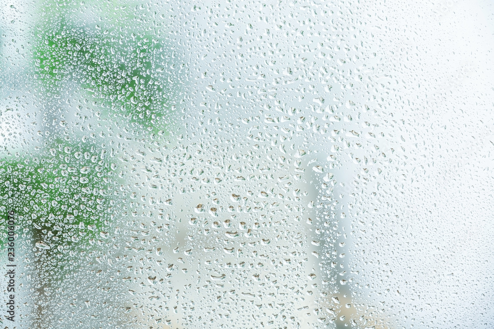 View of glass with water drops, closeup View of glass with water drops, closeup
