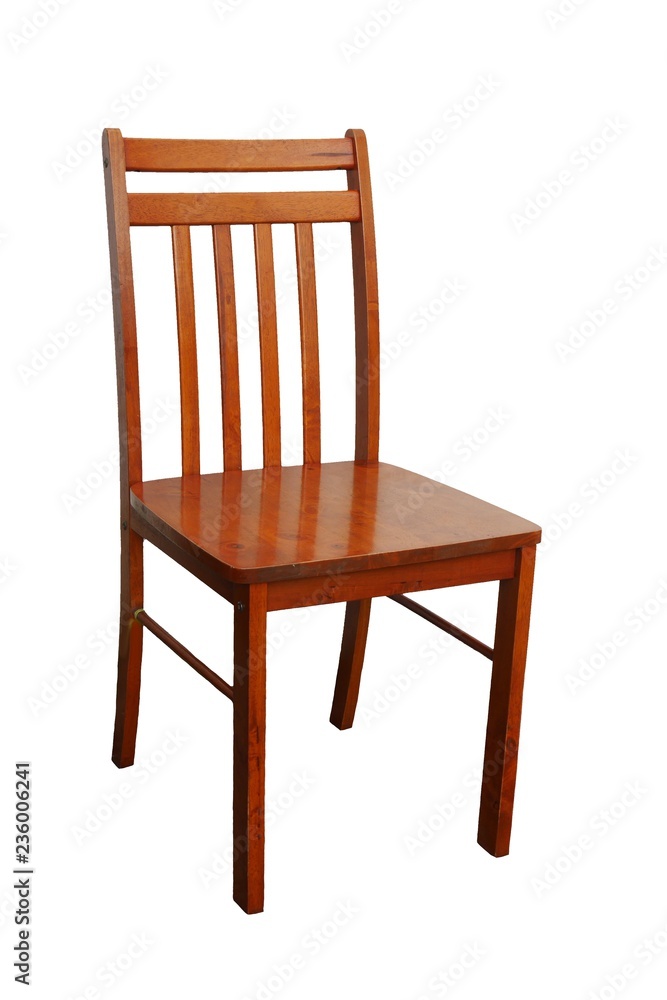 A wooden chair is on a white background. A wooden chair is on a white background.