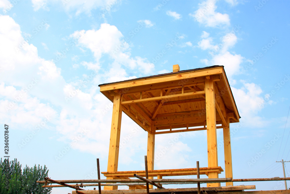 Unfinished pavilion in a park Unfinished pavilion in a park