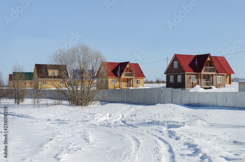 New houses in small village, winter time